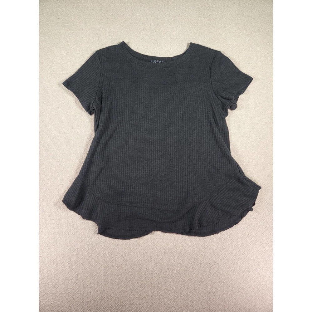 Shop‎ Basic Shirt Womens Medium M Cotton Black Short Sleeve Pullover